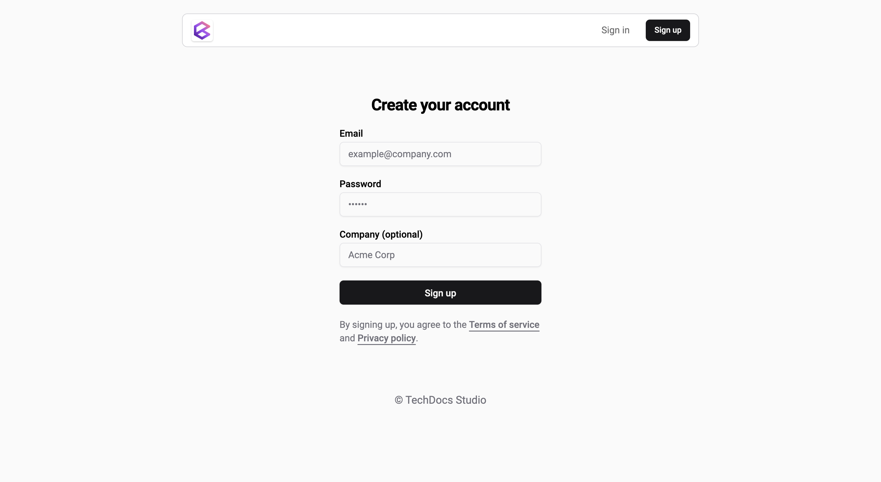 Create account