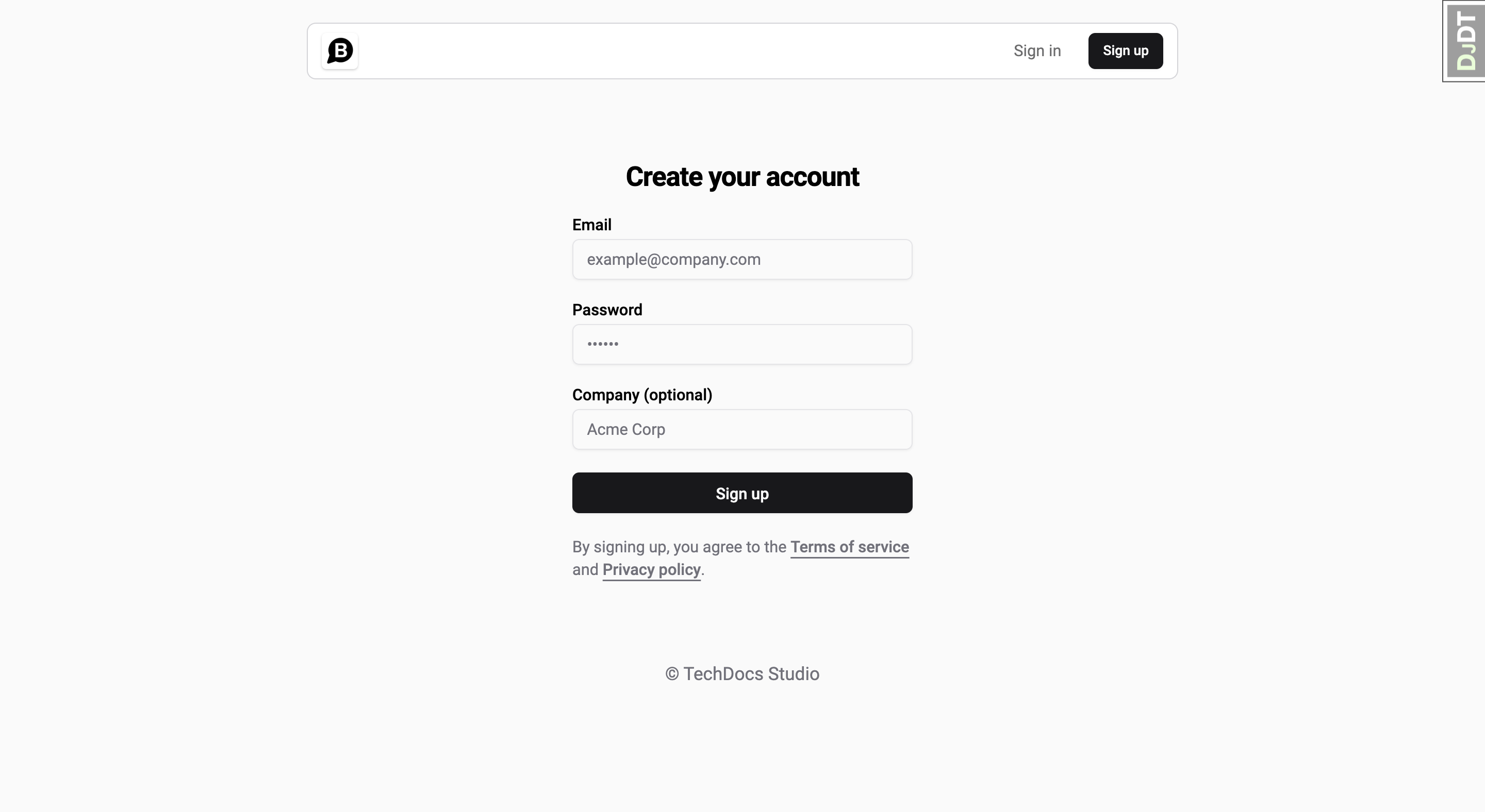 Create account