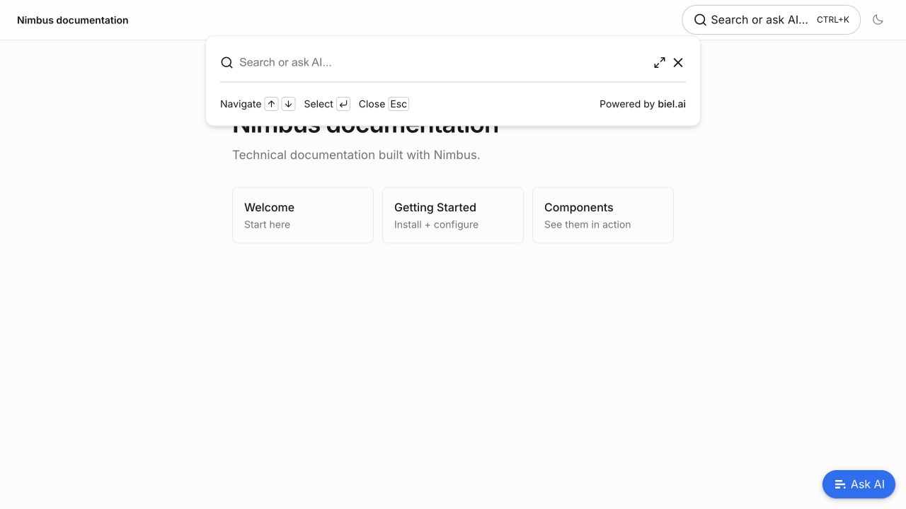 Biel page search replacing Nimbus search