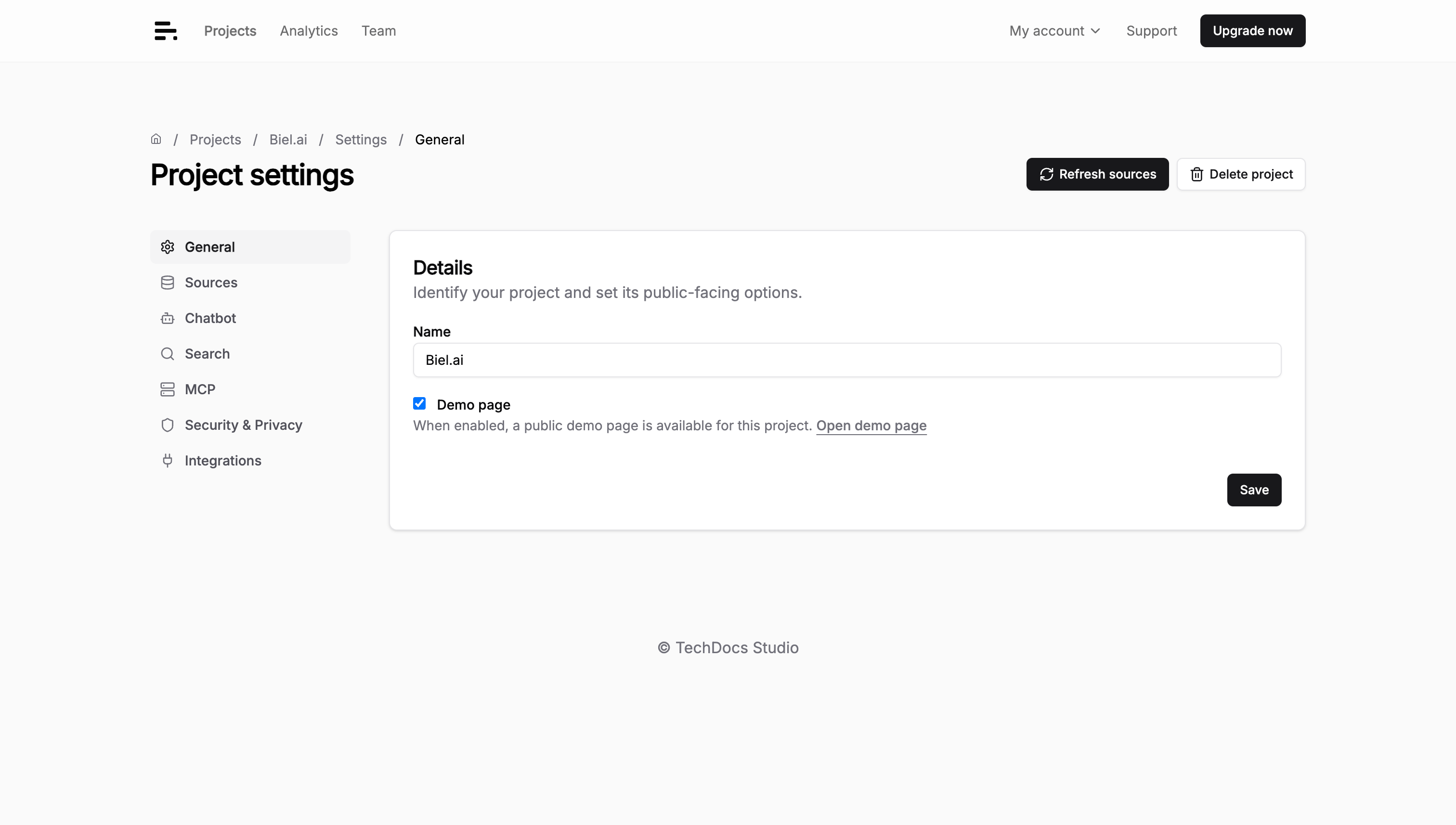 Project settings